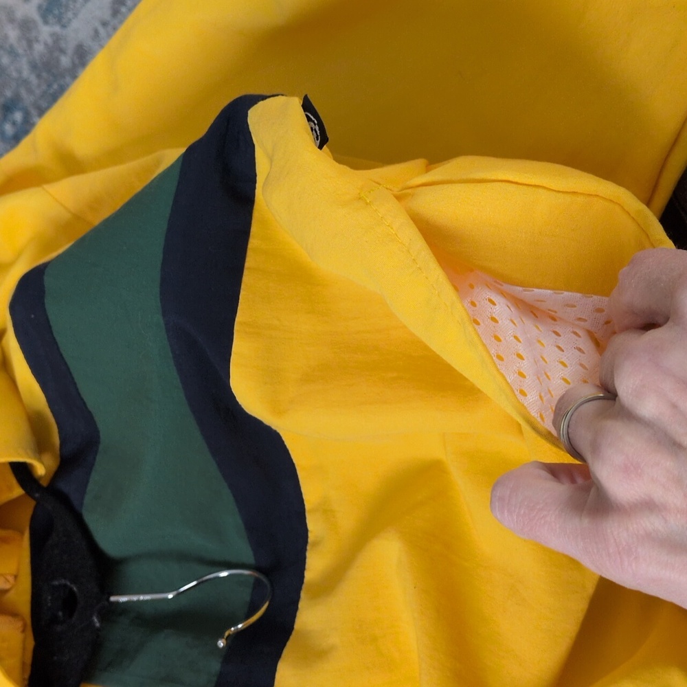Vintage Surf Style 90s Set Bright Yellow Windbreaker Pants USA Made L XL - Picture 11 of 14